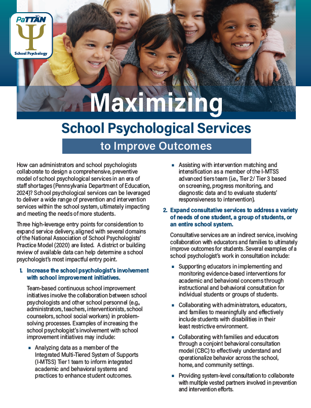 Maximizing School Psychological Services to Improve Outcomes