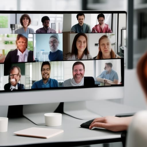 Computer screen showing panel of faces.
