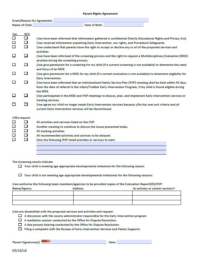 Parent Rights Agreement cover image