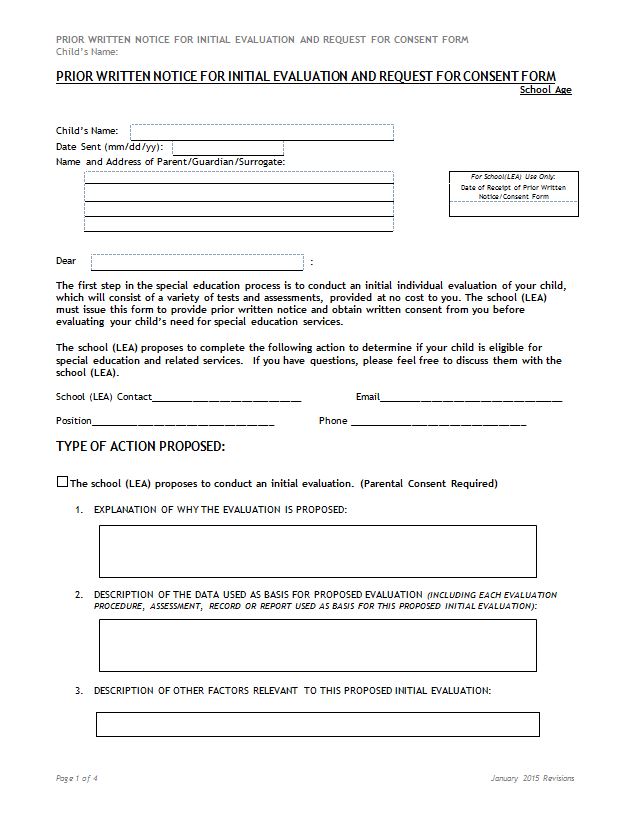 Prior Written Notice for Initial Evaluation and Request for Consent Form (Arabic) cover image