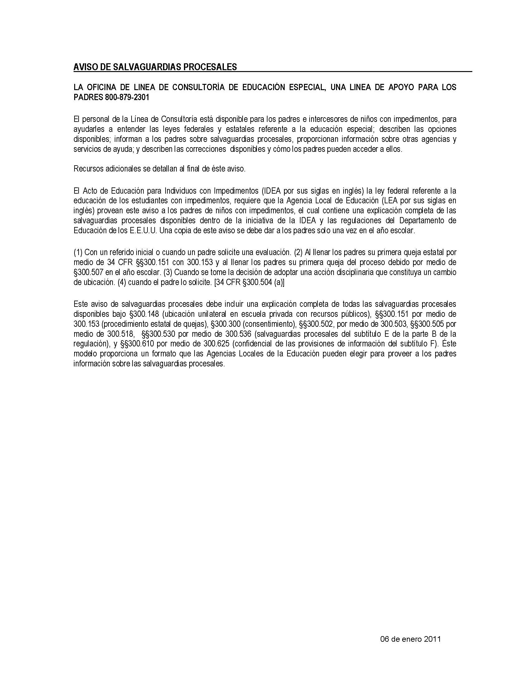 Procedural Safeguards Notice (Spanish) cover image