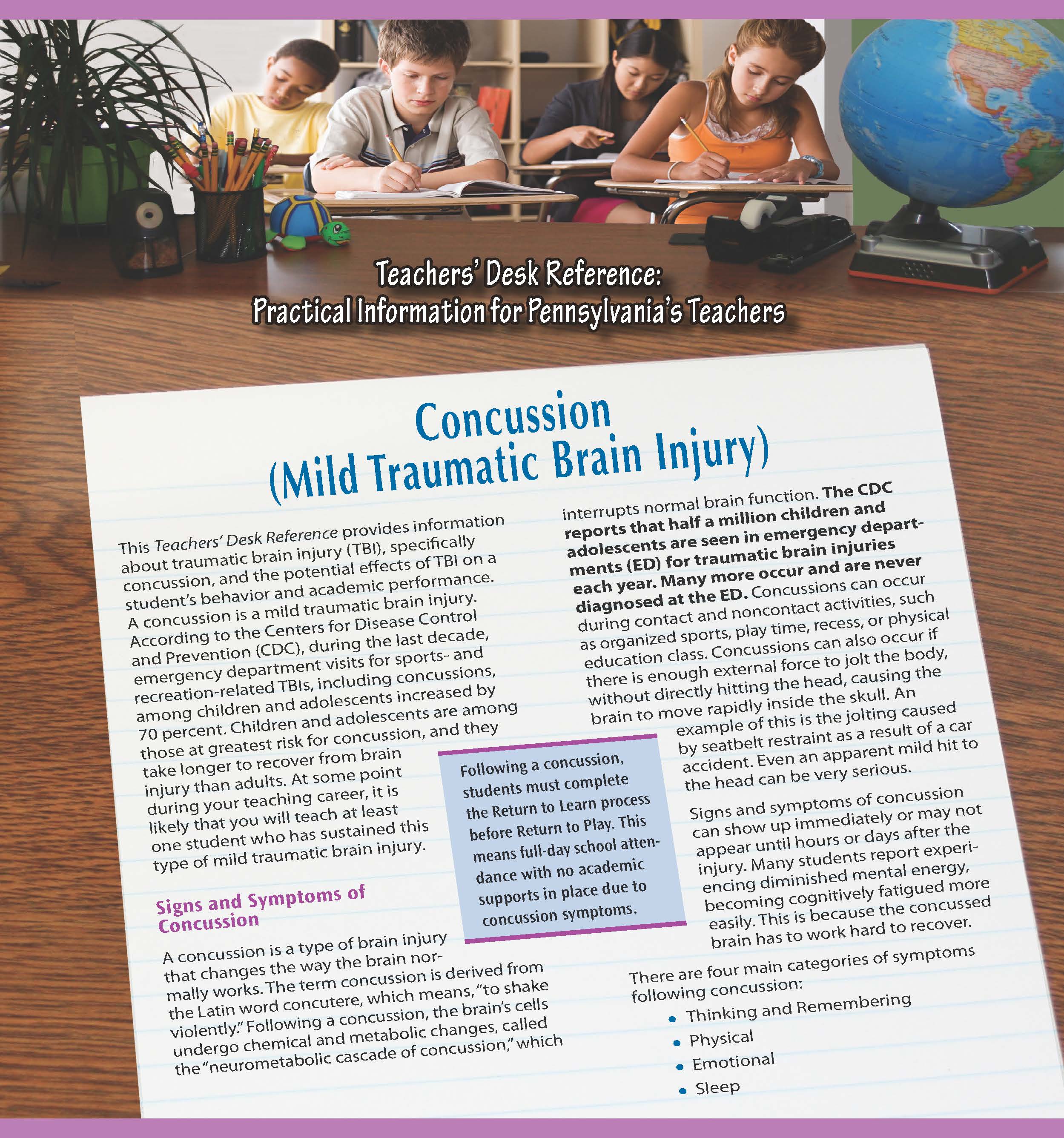 Teachers' Desk Reference: Concussion (Mild Traumatic Brain Injury)