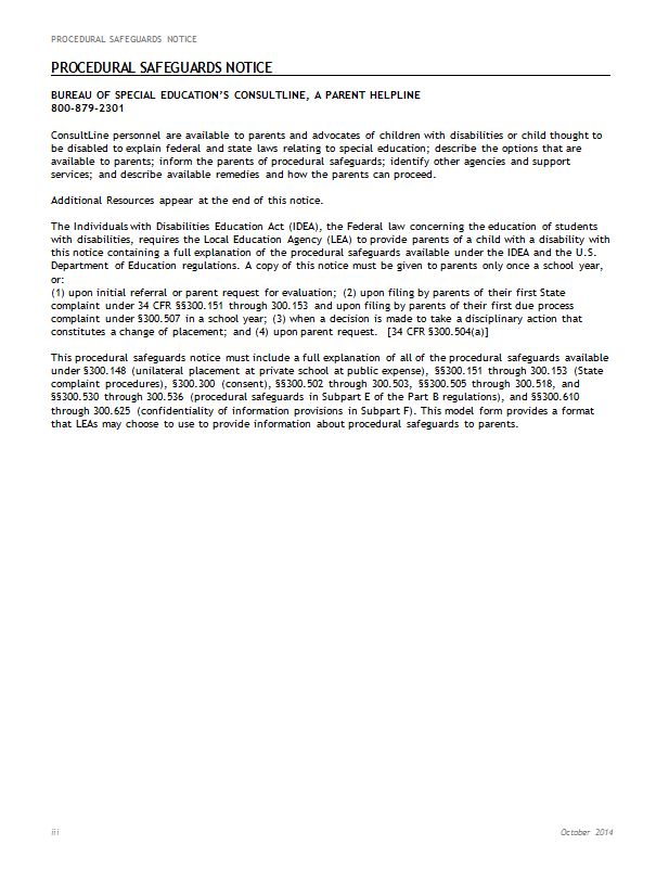 Procedural Safeguards Notice (French) cover image